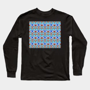 Cyan Aesthetic - Sky Blue Angels Abstract Pattern Long Sleeve T-Shirt